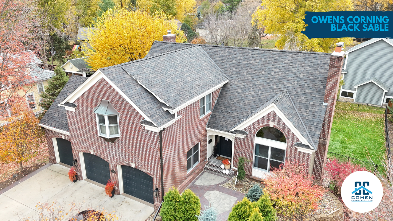 Owens Corning Black Sable shingle roof installed by Cohen Construction